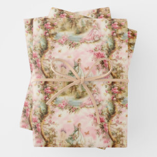 Roze grillige Toile Wrapping Paper Sheets