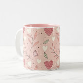 Roze grillige Valentijnsdag Patroon Tweekleurige Koffiemok (Voorkant links)