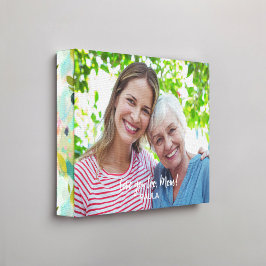 Roze Groen Abstract Bloemen Patroon Rand Foto Canvas Afdruk