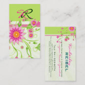 Roze & Groen Abstract bloemontwerp 4 Visitekaartje (Voorkant / Achterkant)