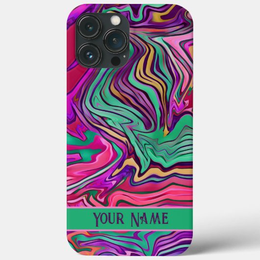 Roze Groen Abstract Gepersonaliseerd Modern Case-Mate iPhone Case (Achterkant)