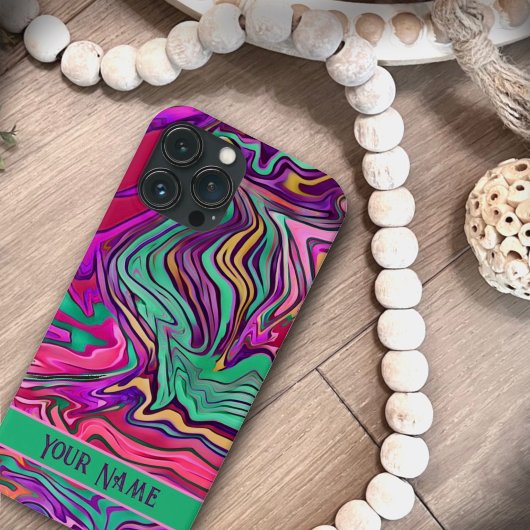 Roze Groen Abstract Gepersonaliseerd Modern Case-Mate iPhone Case