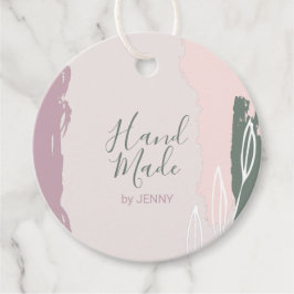 Roze, Groen | Abstract Handgemaakt, Ambachtelijk P Bedankjes Labels