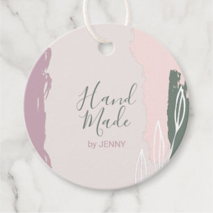 Roze, groen   Abstract handgemaakt, Craft Package  Bedankjes Labels