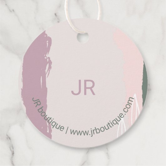 Roze, groen | Abstract handgemaakt, Craft Package  Bedankjes Labels (Achterkant)