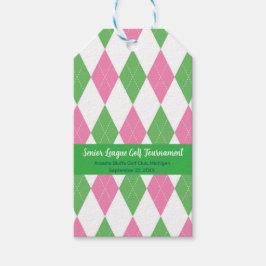 Roze & Groen Argyle Patroon - Cadeaubijsluiter Cadeaulabel
