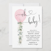 Roze groen ballon Baby shower Kaart (Voorkant)