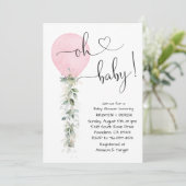 Roze groen ballon Baby shower Kaart (Staand voorkant)