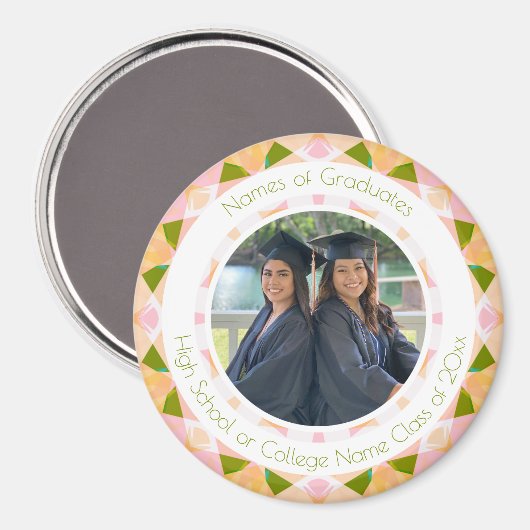  Roze Groen Beste Vrienden Afstuderen Gift Magneet (Voorkant / Achterkant)