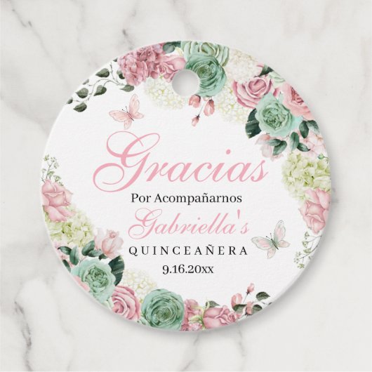 Roze & Groen betoverde Tuincirkel Bedankjes Labels (Voorkant)