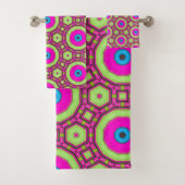 Roze Groen Blauw Abstract Bad Handdoek (Insitu)