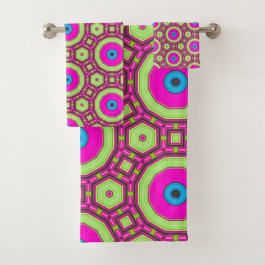 Roze Groen Blauw Abstract Bad Handdoek (Insitu)
