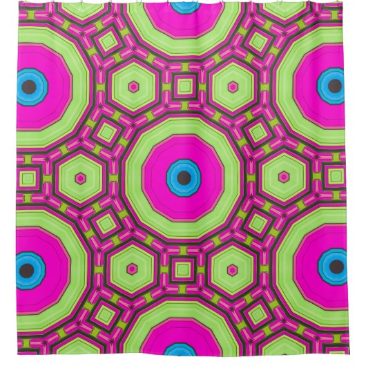 Roze Groen Blauw Abstract Douchegordijn (Voorkant)