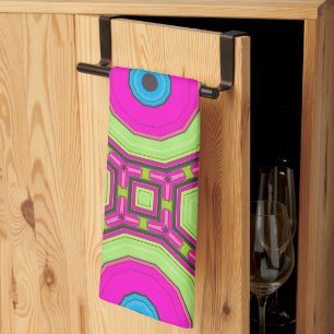 Roze Groen Blauw Abstract Theedoek