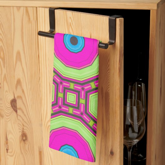 Roze Groen Blauw Abstract Theedoek (Derde Gevouwen)