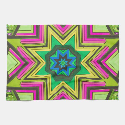 Roze Groen Blauw Abstract Theedoek (Horizontaal)