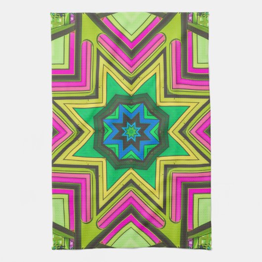 Roze Groen Blauw Abstract Theedoek (Verticaal)