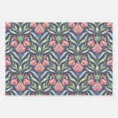 Roze Groen Blauw Art Nouveau Bloemencrème Groen Inpakpapier Vel (Voorkant 2)