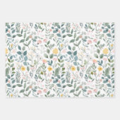 Roze Groen Blauw Bloem Bruiloft Bruidsfeest Inpakpapier Vel (Voorkant 3)