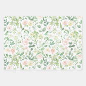 Roze Groen Blauw Bloem Bruiloft Bruidsfeest Inpakpapier Vel (Voorkant)
