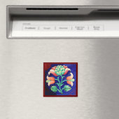 ROZE GROEN BLAUW BLOEMEN MAGNEET (Insitu (Vaatwasser))