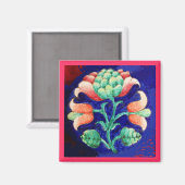 ROZE GROEN BLAUW BLOEMEN MAGNEET (Voorkant / Achterkant)