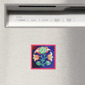 ROZE GROEN BLAUW BLOEMEN MAGNEET (Insitu (Vaatwasser))
