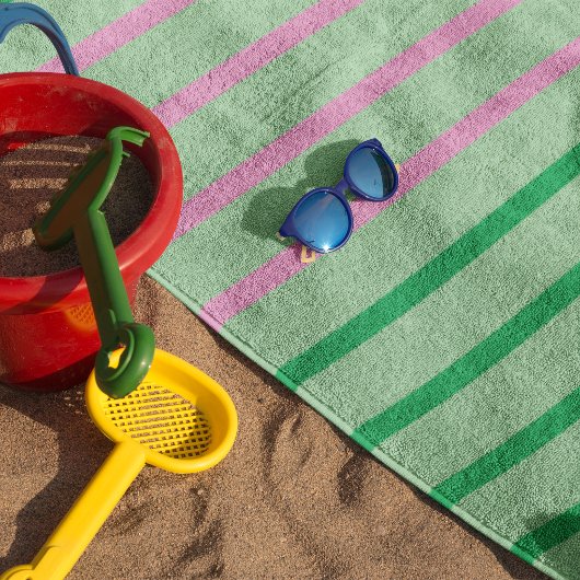 Roze Groen Blauw Custom Initiaal Strandlaken