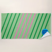 Roze Groen Blauw Custom Initiaal Strandlaken (Voorkant)