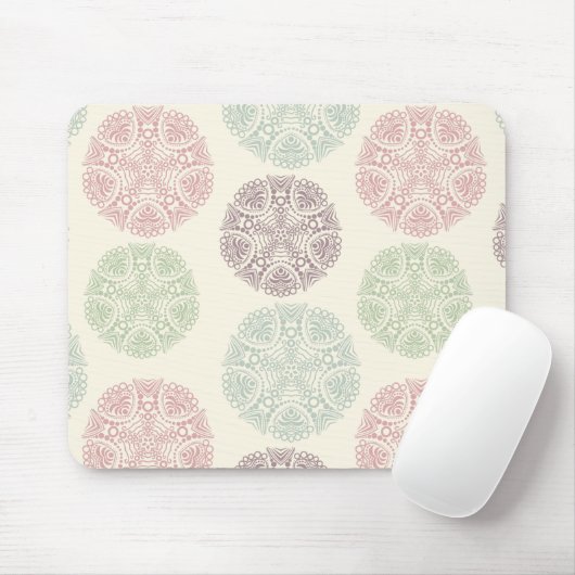 Roze groen blauw pastel kleur mandala patroon muismat (Met muis)