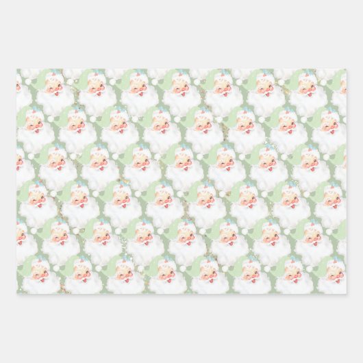 Roze Groen Blauw  Santa Retro Kerstcadeau Inpakpapier Vel (Voorkant 2)