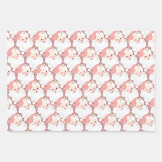 Roze Groen Blauw  Santa Retro Kerstcadeau Inpakpapier Vel (Voorkant)