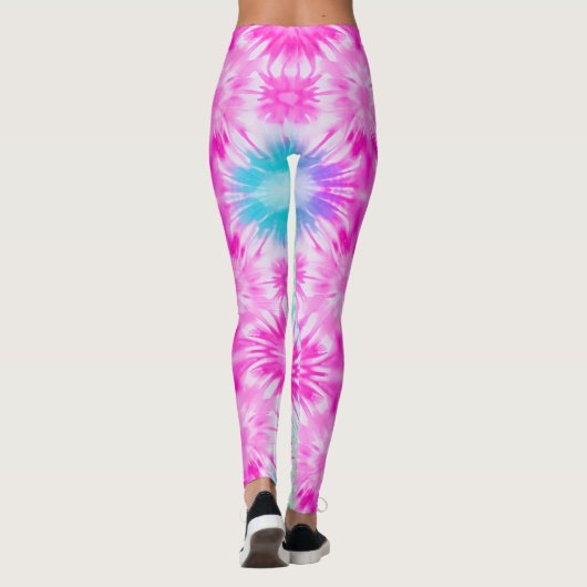 Roze Groen Blauw Tie Dye Leggings (Achterkant)