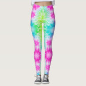 Roze Groen Blauw Tie Dye Leggings (Voorkant)
