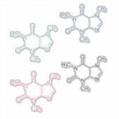 Roze Groen Blauw Zwart Cafeïne Molecule Sticker (Voorkant)