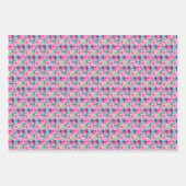 Roze Groen Blauwe Bloemen Verjaardag Bruidsfeest Inpakpapier Vel (Voorkant)