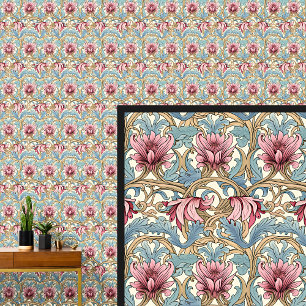Roze Groen Blauwgroen Blauw Art Nouveau Behang