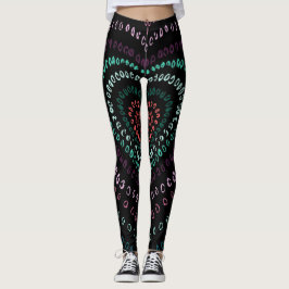 Roze Groen Blauwgroen Paars hart Leggings