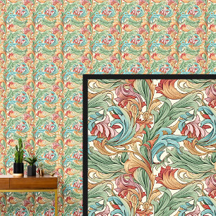Roze Groen Blauwgroen Sinaasappel Art Nouveau Behang