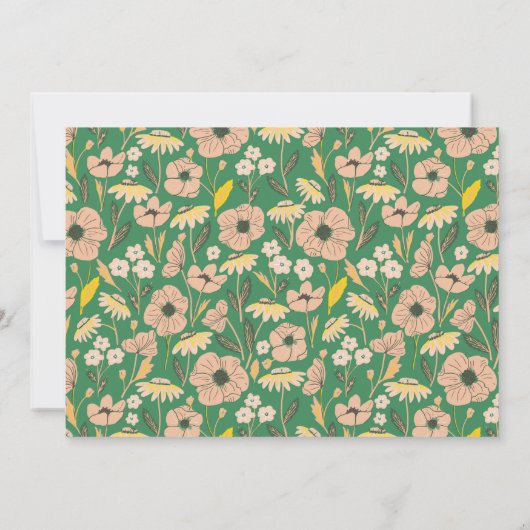  Roze Groen Bloemen Brunch Bubble Shower Kaart (Achterkant)