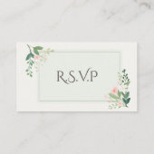 Roze groen Bloemen Huwelijk RSVP QR Code Informatiekaartje (Achterkant)