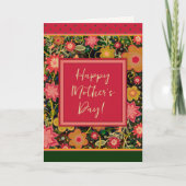 Roze Groen Bloemen  Unieke Gelukkige Moederdag Kaart (Voorkant)