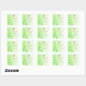 Roze Groen Bloemen Vlinder Vrijgezellenfeest Stick Vierkante Sticker (Vel)