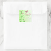 Roze Groen Bloemen Vlinder Vrijgezellenfeest Stick Vierkante Sticker (Tas)