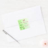 Roze Groen Bloemen Vlinder Vrijgezellenfeest Stick Vierkante Sticker (Envelop)