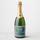 Roze Groen Bloemen Waterdicht Bad Zouten Label Sparkling Wijnetiket (Voorkant)