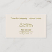 Roze groen bloemenborduurwerk visitekaartje (Achterkant)