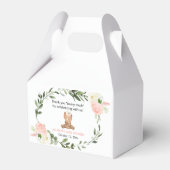 Roze groen bloementeddybeer meisje Favor Box Bedankdoosjes (Achterkant)