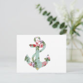  roze groen bloempatroon anchor briefkaart (Staand voorkant)