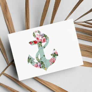  roze groen bloempatroon anchor briefkaart